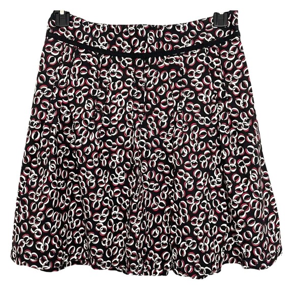LOFT Cotton Chain Print Pleated Flare Skirt Ribbon Ann Taylor Knee Length 4 - Picture 9 of 9